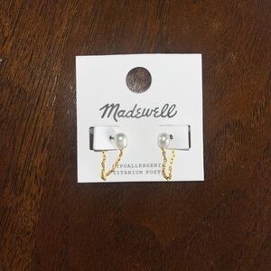 Madewell Pearl and Gold Chain Earrings